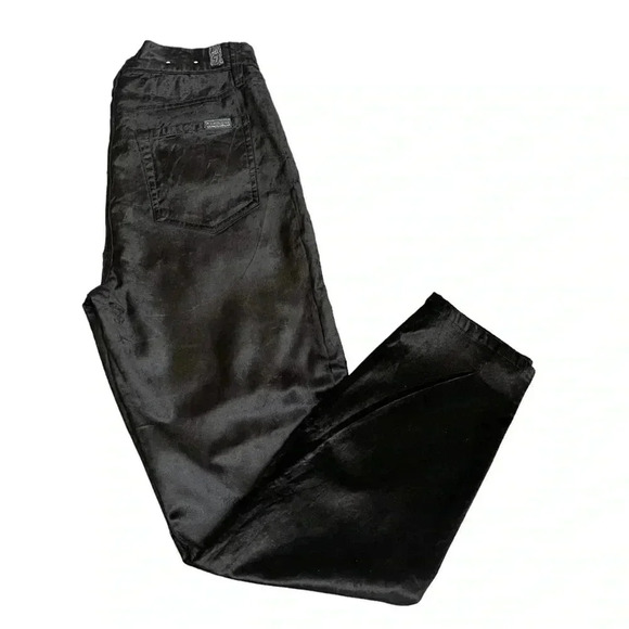 7 For All Mankind Women’s High Waisted Ankle Skinny Black Velvet Pants size 29 - Picture 2 of 16